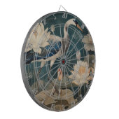 ヴィンテージ植物情景青鶴及びハス ダーツボード (正面左)