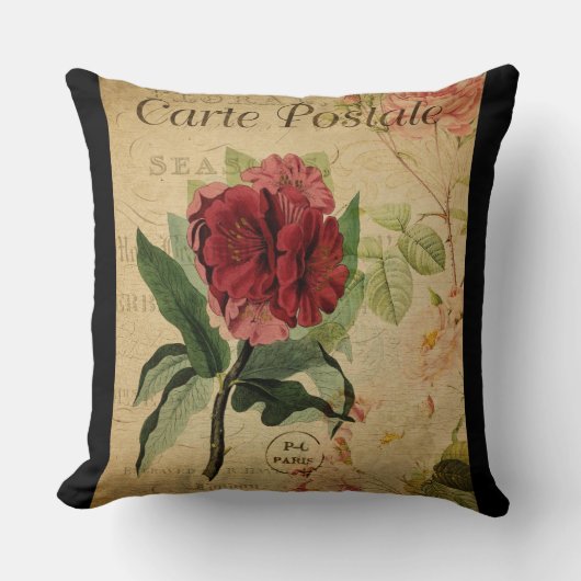 ヴィンテージ植物枕 – シャクナゲ クッション (正面)