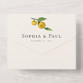 ヴィンテージ植物柑橘類レモンフルーツ結婚ズ オールインワン招待状 (裏面)