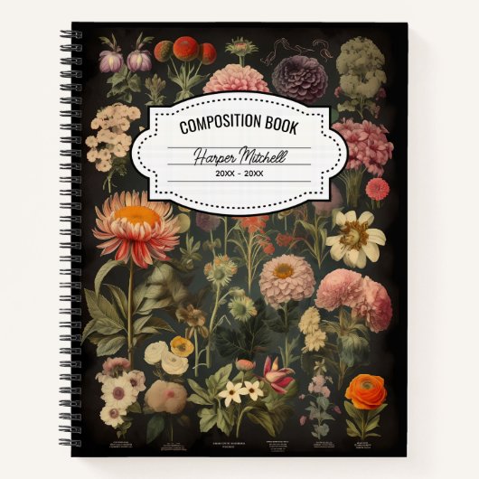 ヴィンテージ植物構図ノート ノートブック (正面)