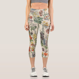 ヴィンテージ植物模様 カプリレギンス