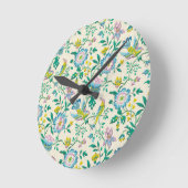 ヴィンテージ植物模様 ラウンド壁時計 (傾斜)