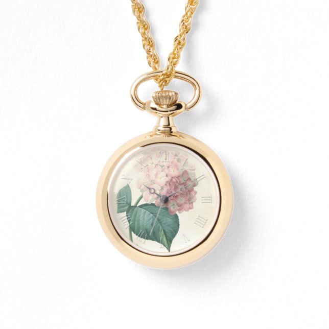 ヴィンテージ植物水彩紫陽花W 腕時計 (正面)