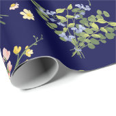 ヴィンテージ植物海軍赤面ピンクフローラ ラッピングペーパー (ロールコーナー)