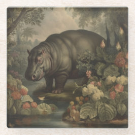 ヴィンテージ植物海馬 ガラスコースター