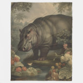 ヴィンテージ植物海馬 フリースブランケット (正面)