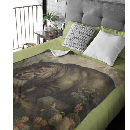 ヴィンテージ植物海馬 フリースブランケット