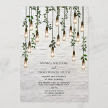 ヴィンテージ植物照明ホワイトブリックウェディング