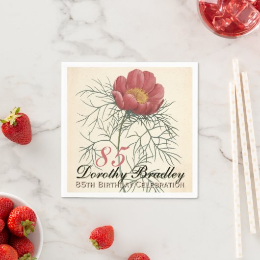 ヴィンテージ植物牡丹85thバースデーパーティーPN スタンダードカクテルナプキン (インサイチュ)