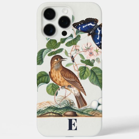 ヴィンテージ植物画と鳥のカスタムモノグラムがあしらわれた美しいデザイン Case-Mate iPhoneケース (裏面)