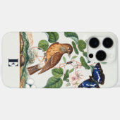 ヴィンテージ植物画と鳥のカスタムモノグラムがあしらわれた美しいデザイン Case-Mate iPhoneケース (裏面 (横))