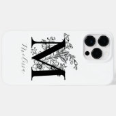 ヴィンテージ植物画のモノグラムネーム Case-Mate iPhoneケース (裏面 (横))