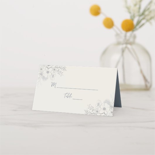 ヴィンテージ植物画の結婚式プレイスカード プレイスカード (正面)
