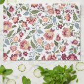 ヴィンテージ植物画の葉と花のデザイン キッチンタオル (折り畳み)