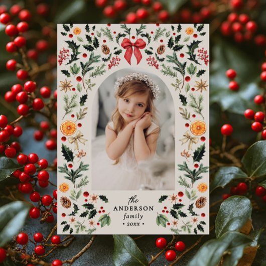 ヴィンテージ植物画フレームアーチフォト クリスマス