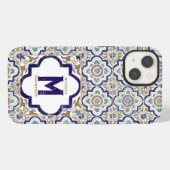 ヴィンテージ植物画装飾タイル モノグラム iPhoneケース (裏面横)