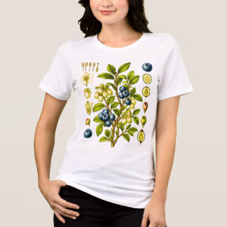 ヴィンテージ植物画風ブルーベリーのイラスト トライブレンドTシャツ