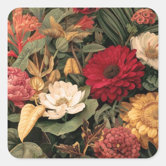 ヴィンテージ植物画 スクエアシール (正面)