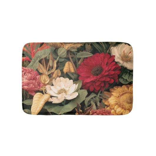 ヴィンテージ植物画 バスマット (正面)
