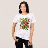 ヴィンテージ植物画 桜のイラスト トライブレンドTシャツ (正面全面)