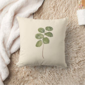 ヴィンテージ植物画 水彩 円形の葉 クリーム クッション (ブランケット)
