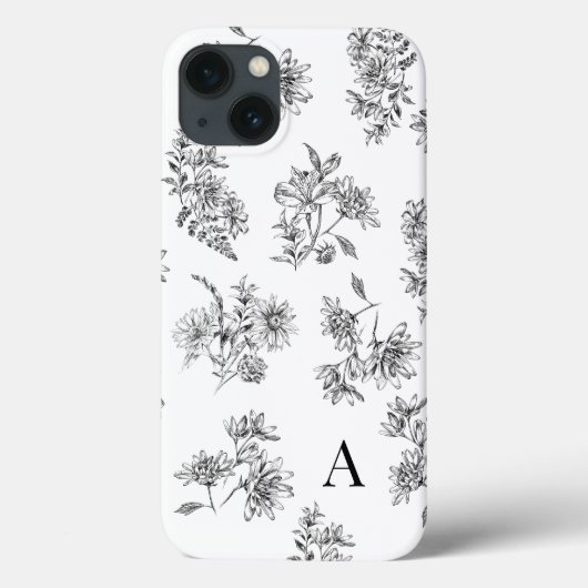 ヴィンテージ植物白黒モノグラム Case-Mate iPhoneケース (裏面)