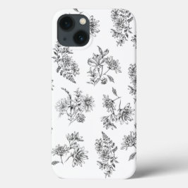 ヴィンテージ植物白黒 iPhone 13ケース
