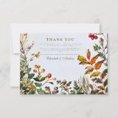 ヴィンテージ植物秋結婚の サンキューカード (正面)