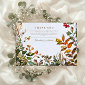 ヴィンテージ植物秋結婚の サンキューカード