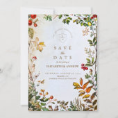 ヴィンテージ植物秋結婚の セーブザデート (正面)