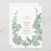 ヴィンテージ植物第一聖体招待状 招待状 (正面/裏面)