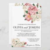 ヴィンテージ植物結婚式招待状 招待状 (正面/裏面)