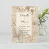 ヴィンテージ植物結婚式招待状 招待状 (スタンド正面)