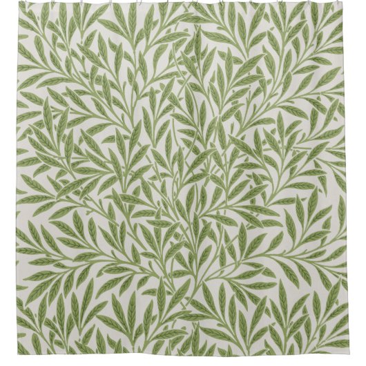 ヴィンテージ植物緑 シャワーカーテン (正面)