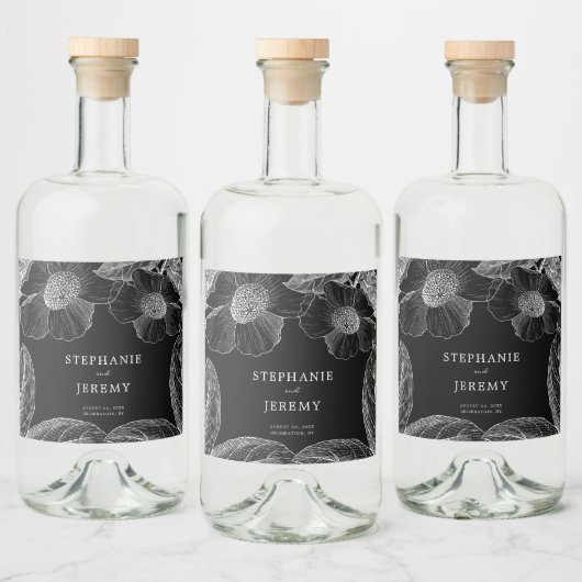 ヴィンテージ植物線芸術 リキュールボトルラベル (ボトル)