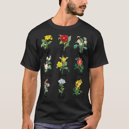 ヴィンテージ植物美しいフローラフラワーパワー Tシャツ (正面)