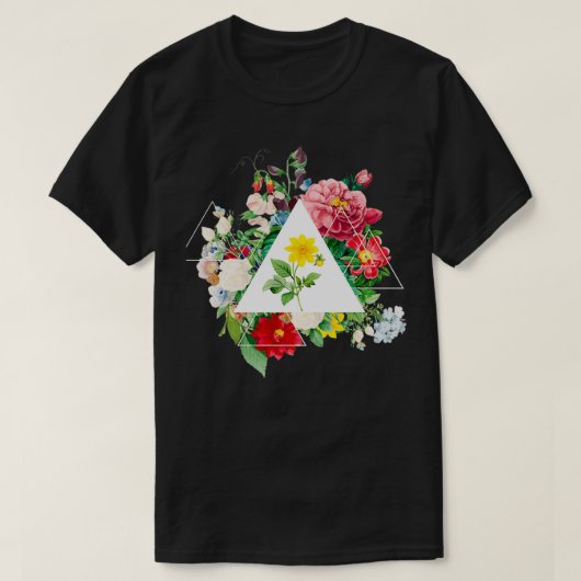 ヴィンテージ植物美しいフローラフラワーパワーpu tシャツ (デザイン正面)
