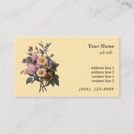 ヴィンテージ植物美術バラとデイジー花 名刺