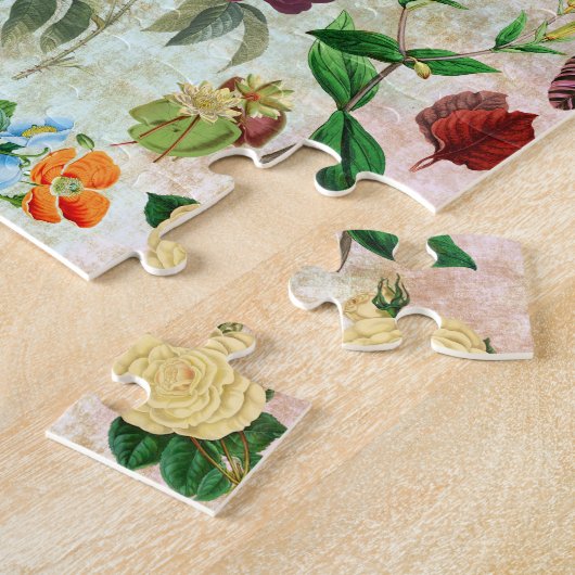ヴィンテージ植物花イラストレーション自然 ジグソーパズル (側面)