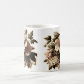 ヴィンテージ植物花カップ コーヒーマグカップ (中央)