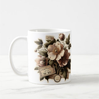 ヴィンテージ植物花カップ コーヒーマグカップ