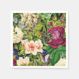 ヴィンテージ植物花柄 スタンダードカクテルナプキン