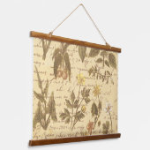 ヴィンテージ植物花柄 吊り下げ型タペストリー (傾斜あり)