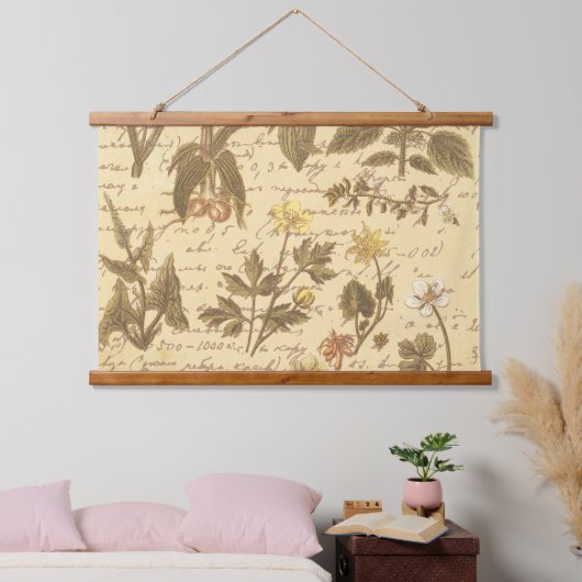 ヴィンテージ植物花柄 吊り下げ型タペストリー (寝室)