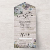 ヴィンテージ植物花素朴木婚式RSVP オールインワン招待状 (内側)