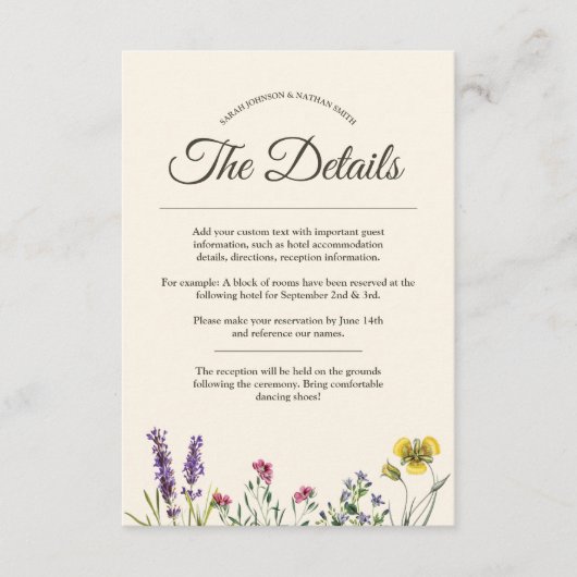 ヴィンテージ植物花結婚の詳細情報 エンクロージャーカード (正面)