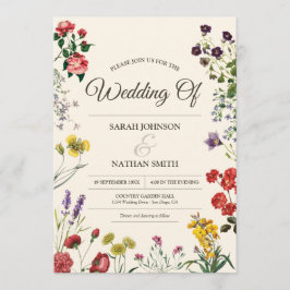 ヴィンテージ植物花結婚式招待状 招待状