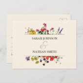 ヴィンテージ植物花結婚式RSVPはがき インビテーションポストカード (正面/裏面)