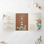 ヴィンテージ植物花結婚病 三つ折り招待状 (内部)