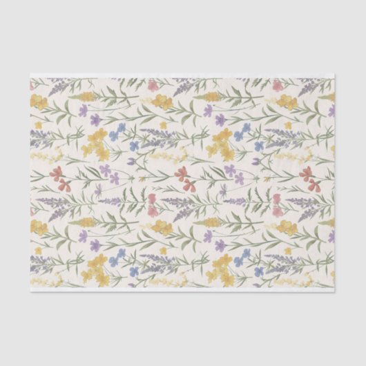 ヴィンテージ植物花茎スケッチ模様 薄葉紙 (正面)